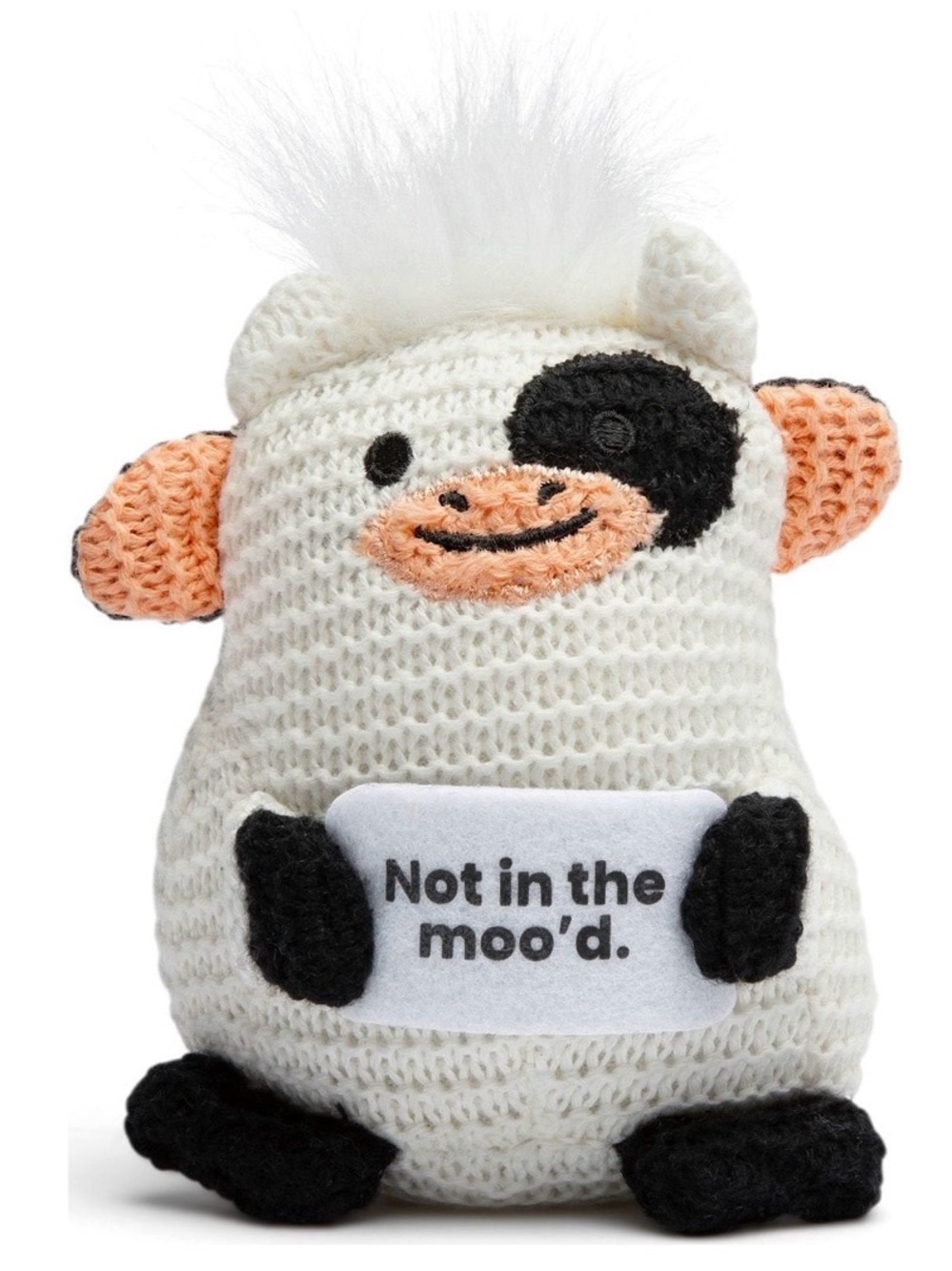 Knit Cow Rattle Bib Accessory - White - Picture 2 of 3